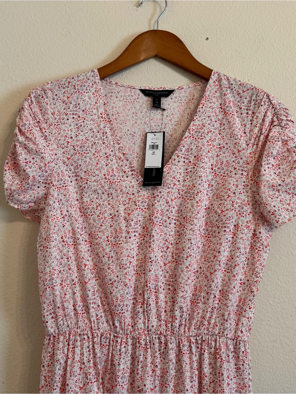 Banana Republic Floral Print Ruched-sleeve dress